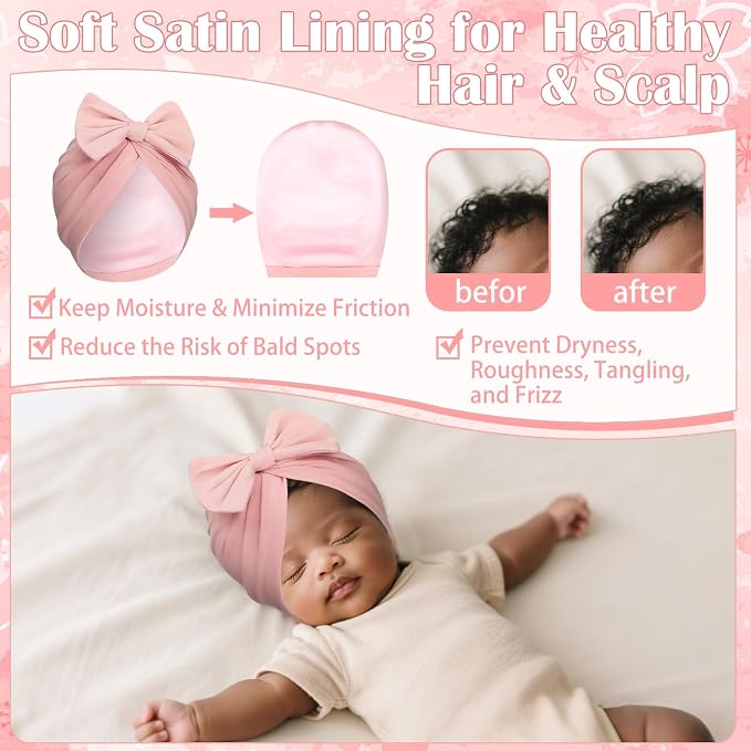 6 Pcs Newborn Satin Bonnet for Infant Months - Image 2