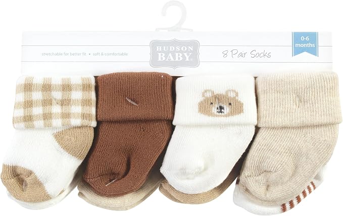 Hudson Baby Baby 8-pack Cotton Rich Newborn and Terry Socks - Image 2