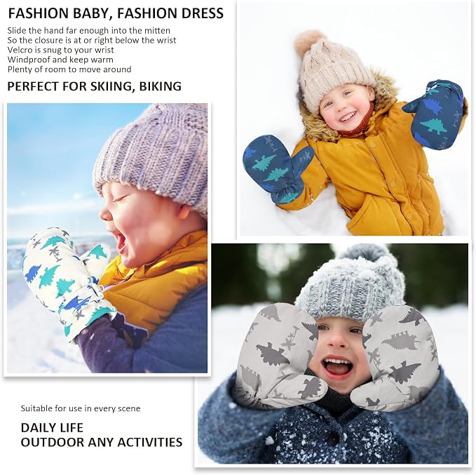 Fleece Lined Mittens for Baby Boys Girls, Baby Toddler Little Kids Winter Warm - Image 7