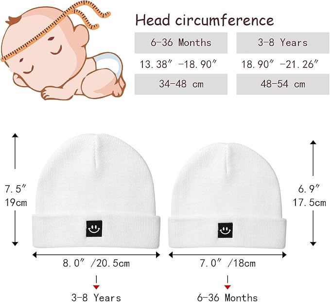 Baby Beanie Knit Ski Hat with Cute Face for Girls Boys 0-7 Years
