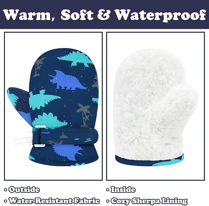 Sarfel Toddler Mittens Waterproof Toddler Gloves Baby Winter Mittens Toddler - Image 2