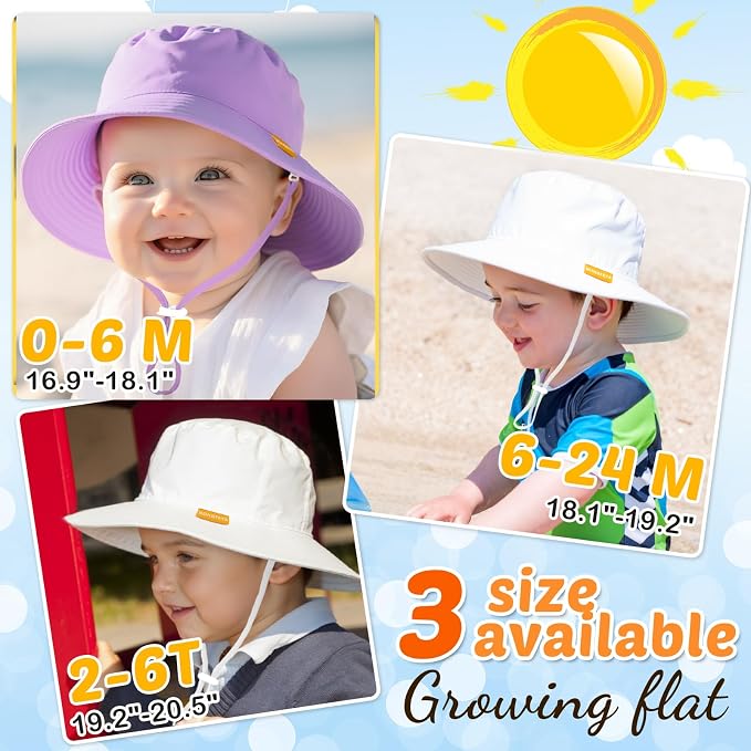 Baby Sun Hat Kids Summer Sun Protection Toddler Bucket Hat Wide Brim Adjustable - Image 6