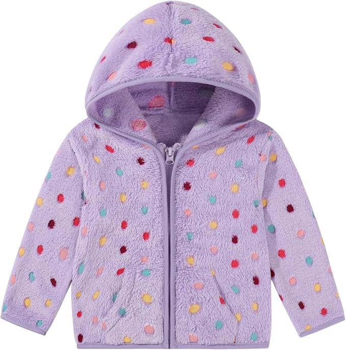 Toddler Baby Girl Fleece Jackets Fall Clothes Hooded Zip Fuzzy Coats by Adarl