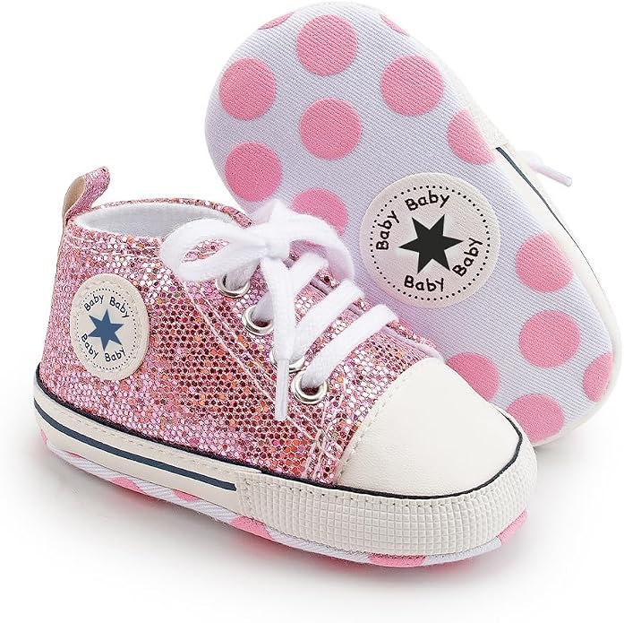 Unisex Baby Girls Boys Canvas High-top Shoes, Newborn Infant Anti-Slip Soft by KKIIDDSS