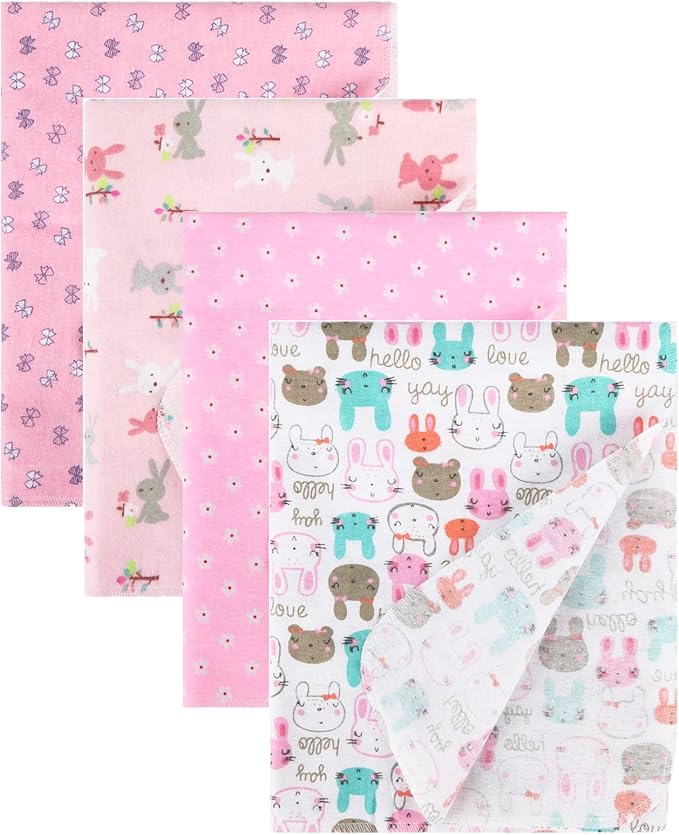 New Flannel Receiving Blankets 4 Pcs, Baby Swaddle Blankets, Infant Flannel by Unknown