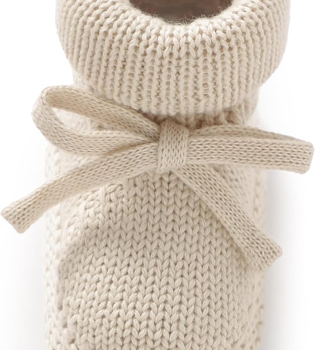Hadetoto Newborn Baby Booties Cotton Knit Shoes | Soft, First Walkers, - Image 2