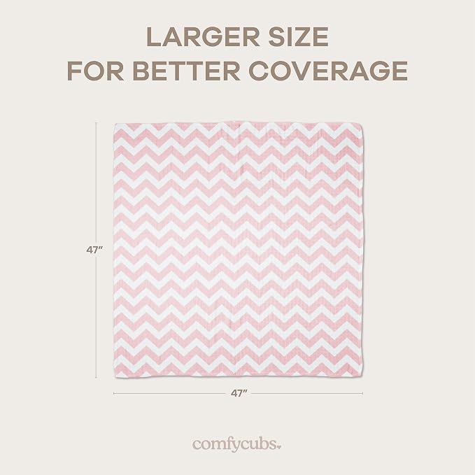 Comfy Cubs Muslin Swaddle Blankets Pack of 4, 47 x 47 Inches, Soft Cotton Baby - Image 4