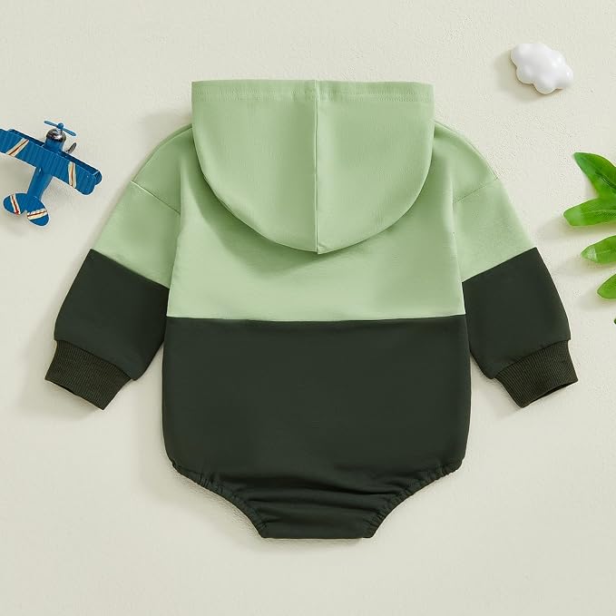 Thorn Tree Newborn Baby Boys Hooded Sweatshirt Long Sleeve Solid Romper Infant - Image 4