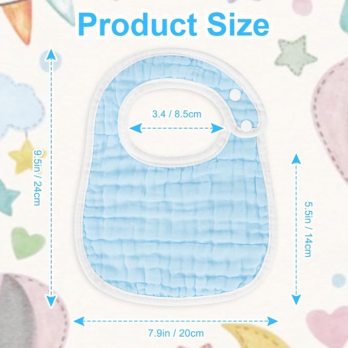 Accmor Muslin Baby Bibs, 6 Pack Soft Cotton Baby Bandana Drool Bibs - Image 3