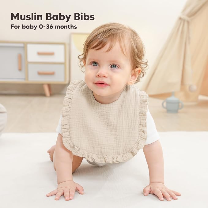 Bearmoss 6 Pack Baby Girl Bibs for Newborn, Muslin Bibs - Image 3