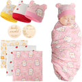 DRESHOW BQUBO Cotton Baby Swaddle Hat Set Newborn Infant Receiving Blankets by DRESHOW