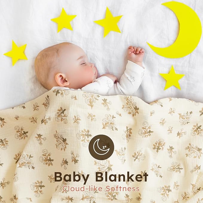5 Pack Muslin Swaddle Blankets & Baby Burp Cloths, Soft & Breathable Cotton - Image 4