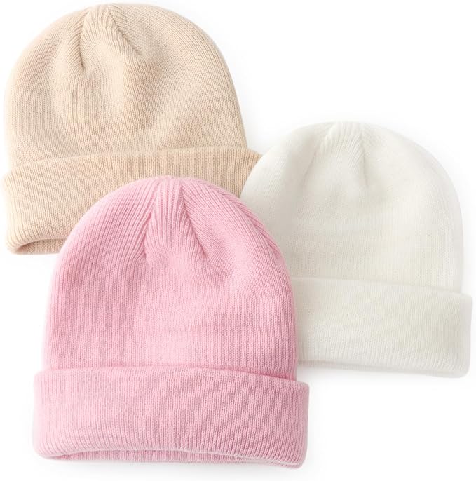 DRESHOW BQUBO 3 Pack Baby Beanies Toddler Kids Winter Hats Soft Knit Hat by DRESHOW