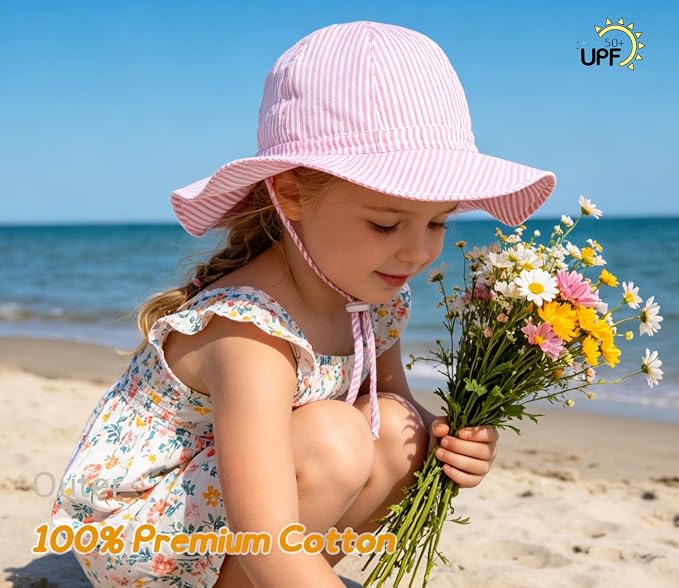 Baby Girl Sun Hat with UPF 50+ Outdoor Adjustable Toddler Beach Hat with Wide - Image 4