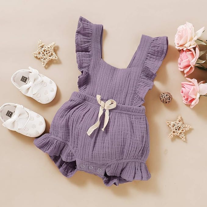 YOUNGER TREE Toddler Baby Girl Ruffled Sleeveless Romper Casual Summer Jumpsuit - Image 2