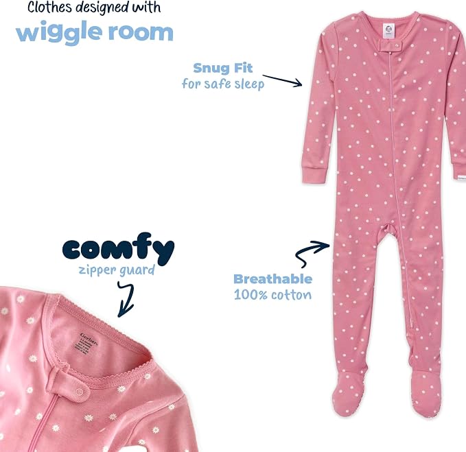 Gerber Baby Girls 4-pack Footed Pajamas - Image 5