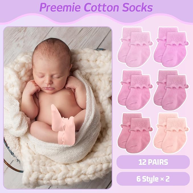 Toulite 12 Pair Preemie Newborn Baby Socks - Image 3