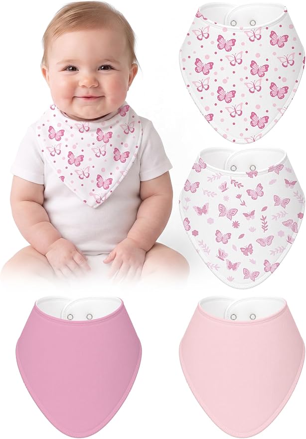 4 Pcs Baby Bandana Bib Cute Baby Nursery Decor Cotton Newborn Infant Feeding by Boao