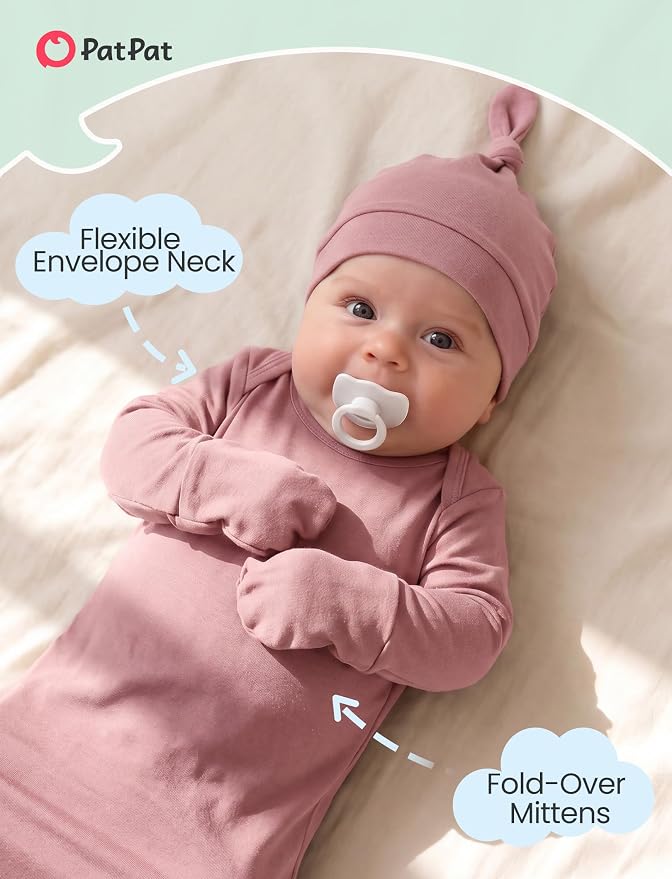 PATPAT Baby Sleeper Gown with Hat - Image 3