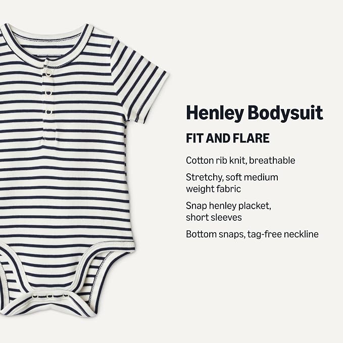 Amazon Essentials Unisex Babies' Short Sleeve Henley Bodysuit - Image 2
