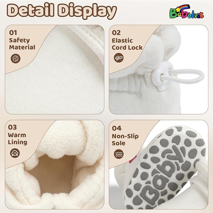 Babelvit Newborn Baby Boy Girl Soft Fleece Booties Stay On Infant Slippers - Image 5