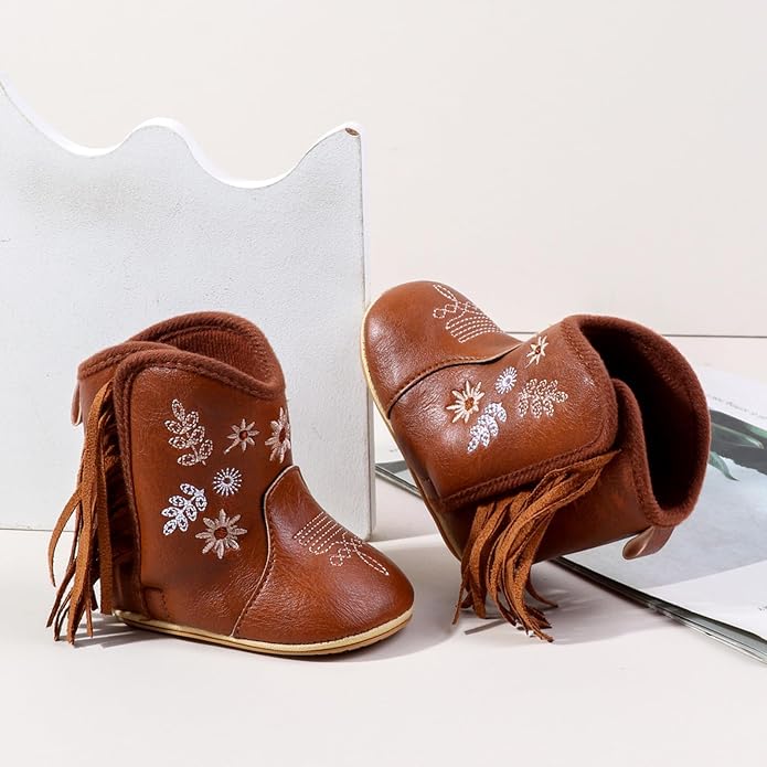 HsdsBebe Baby Boys Girls Western Cowboy Boots Infant Moccasins High Top Booties - Image 3