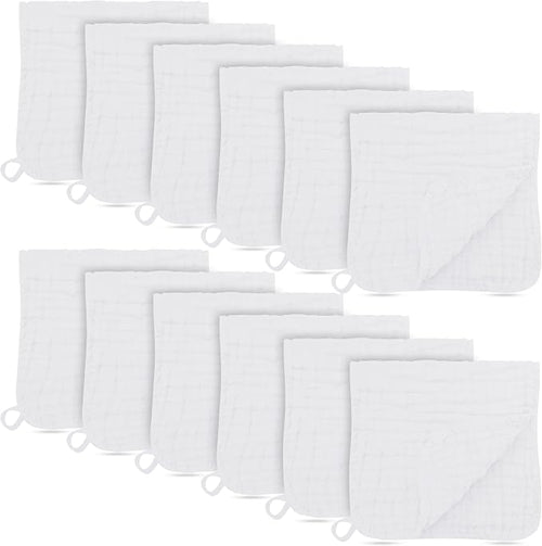 12 Pack Muslin Burp Cloths by BAMBOOQUEEN