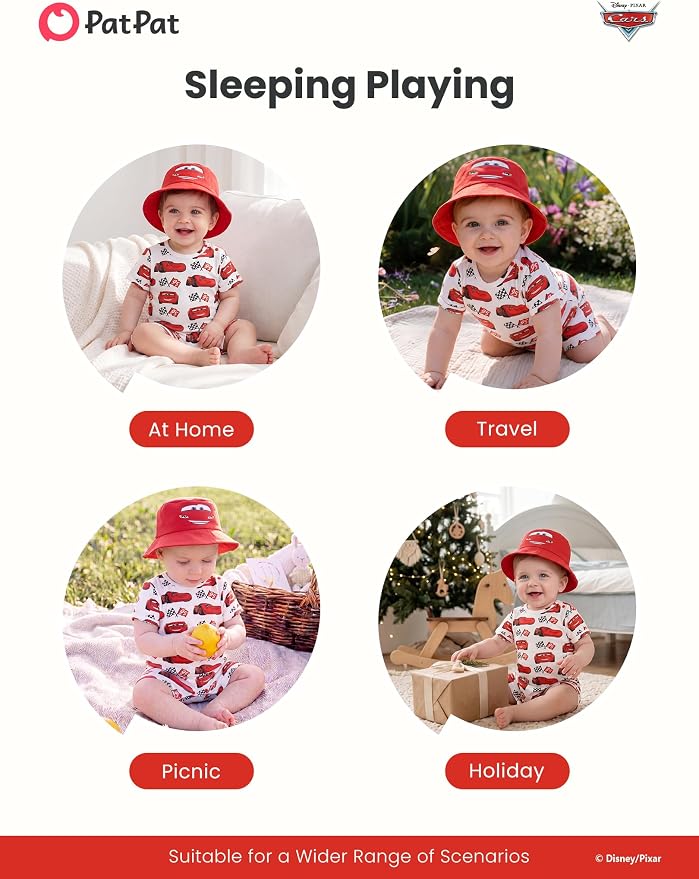 Disney Baby Boy's 2-Piece Romper and Sun Hat Outfit Set Newborn to Infant - Image 7