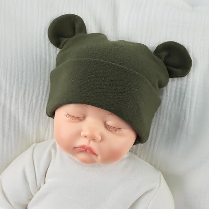 Pesaat Newborn Hospital Hat 0-12Months Preemie Boys Girls Beanie Solid Infant - Image 3