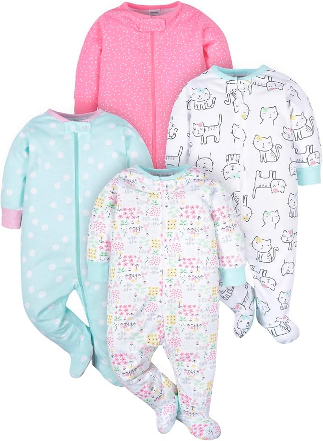 Onesies Brand Baby Girls 4-Pack Sleep 'N Play Footies Multi Pack by OnesiesBrand