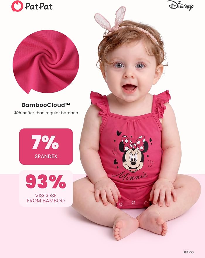 Disney Baby Girls Viscose Made from Bamboo 2 Packs Breathable Bodysuit - Image 3