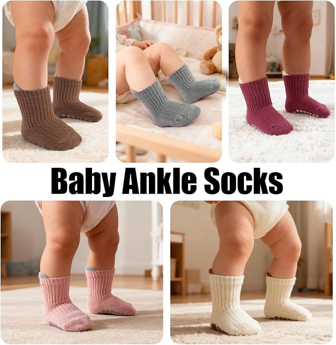 8 Pairs Baby Toddler Socks Non-Slip Grip Socks - Image 5