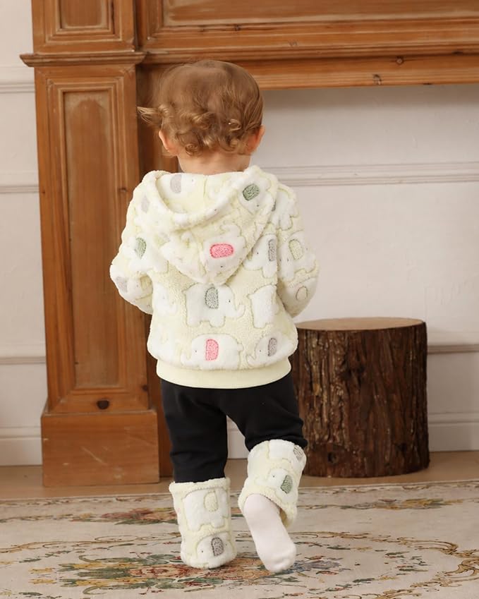 Jecson Toddler Girl Clothes Baby Girl Fleece Hoodie Outfits Thick Thermal - Image 4