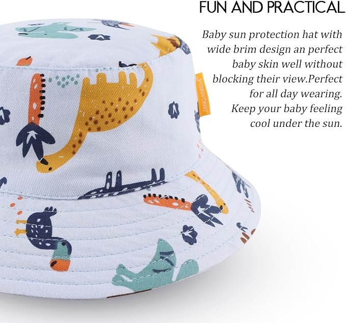JANGANNSA Cotton Baby Sun Hat Infant Toddler Boys Girls Bucket Hats Summer Sun - Image 3