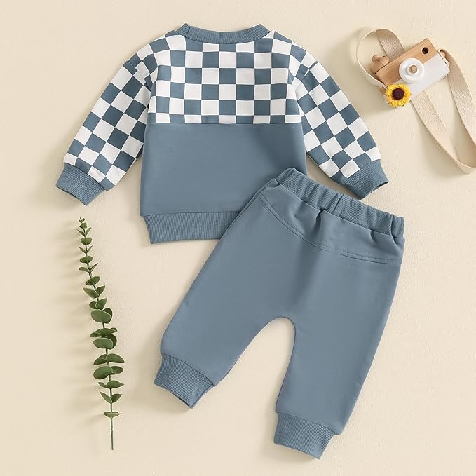 Toddler Baby Boy Fall Outfits Long Sleeve Crew Neck Pullover Sweatshirt + Jogger Pants Set Infant Winter Clothes