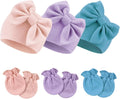 BQUBO Newborn Girls Hats Baby Hat and Mittens Set Infant Caps Bow Hospital by DRESHOW