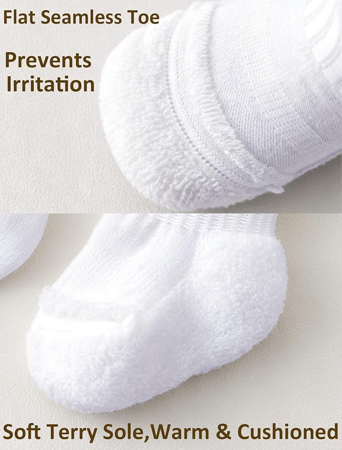 Newborn Socks 0-3 Months Preemie Infant Cotton Terry Ankle Socks 6 Pairs - Image 4