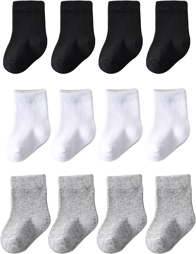Baby Crew Socks Baby Newborn Socks 12-Pack Baby Sock 0-3/3-6 Months Infant by Marchare