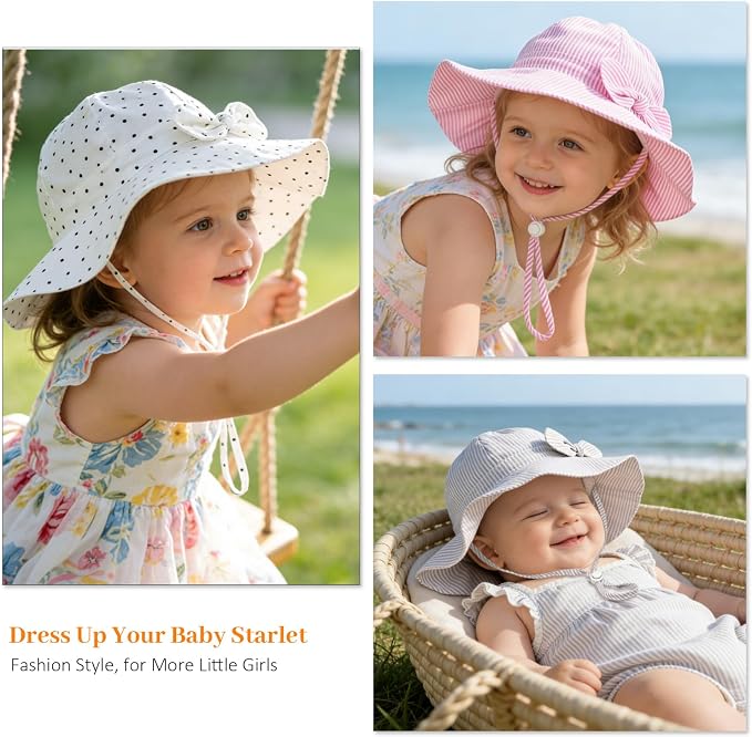 Baby Girl Sun Hat Kids Summer Beach Wide Brim Hats Toddler Bucket Hat - Image 7