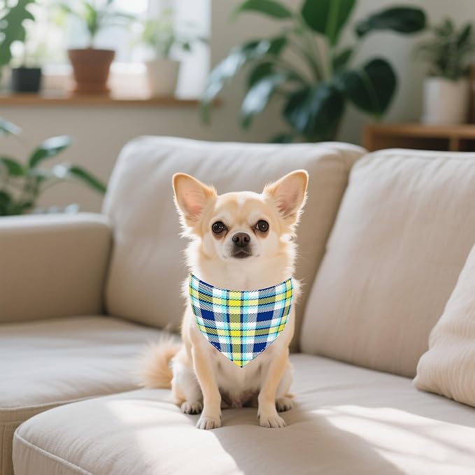 7 PCS Plaid Dog Bandanas for Small Dogs Stitching Edge Dog Bandanas for Puppy - Image 7