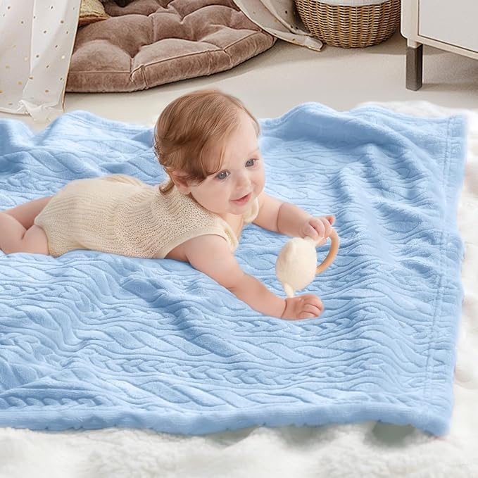 BORITAR 3D Fleece Baby Blanket for Boys 30 x 40 Inch Baby Blue | Soft Fluffy - Image 6