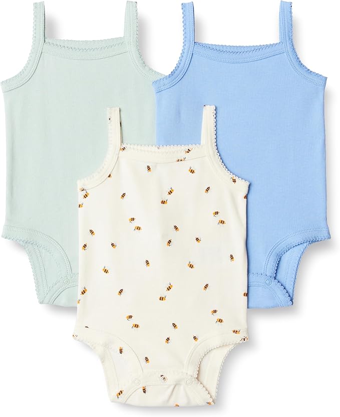 Amazon Essentials Baby Girls' Cotton Sleeveless Bodysuits, Baby Clothes by AmazonEssentials