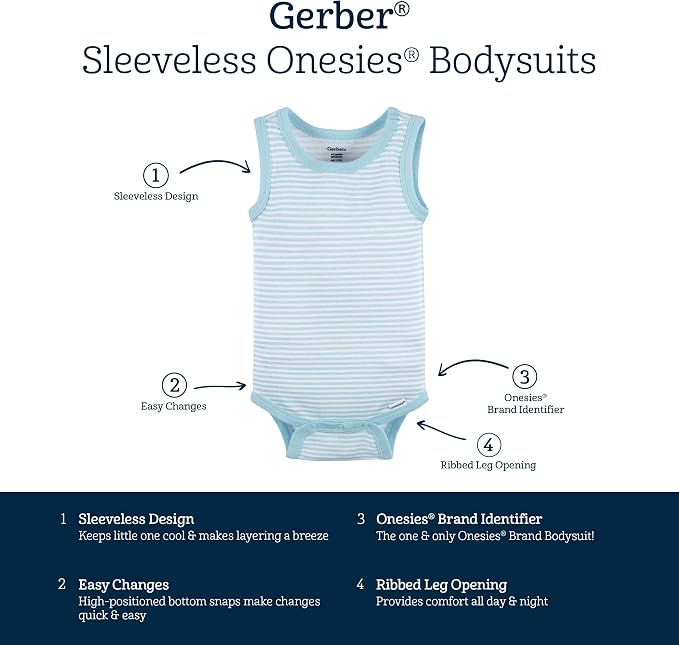 Gerber Baby Boys Multi-Pack Sleeveless Onesies Bodysuit - Image 6