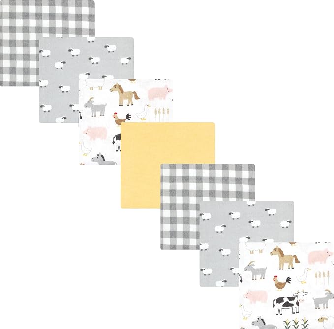 Hudson Baby Unisex Baby Cotton Poly Flannel Receiving Blankets Bundle, Cute Farm by HudsonBaby