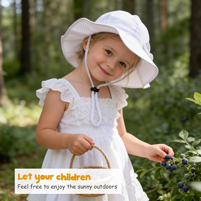 Baby Girl Sun Hat with UPF 50+ Outdoor Adjustable Beach Hat with Wide Brim - Image 3