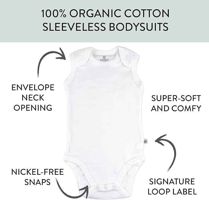 HonestBaby baby-boys Sleeveless Bodysuits One-piece 100% Organic Cotton - Image 3