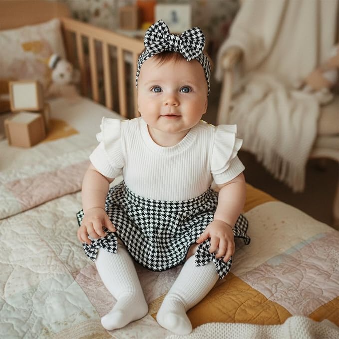 Giraropa Newborn Baby Girl Clothes Smocked Bubble Romper Dress + Socks + - Image 3