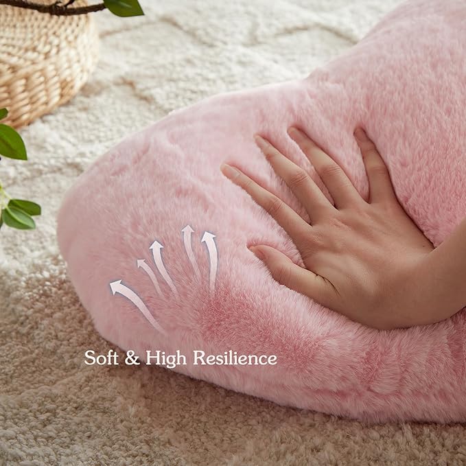 EastTree Heart Pillows, Light Pink Heart Shaped Pillows, Ultra Soft Extra-Large Fluffy Pillows, Love Throw Pillows Gifts, Women Girls Living Room Decor 15x18 Inch