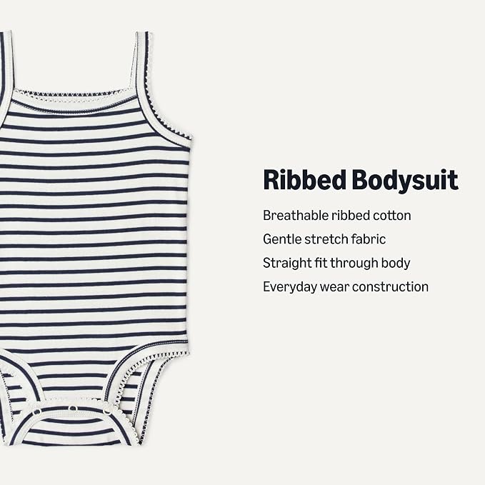 Amazon Essentials Baby Girls' Cotton Sleeveless Bodysuits, Baby Clothes - Image 2