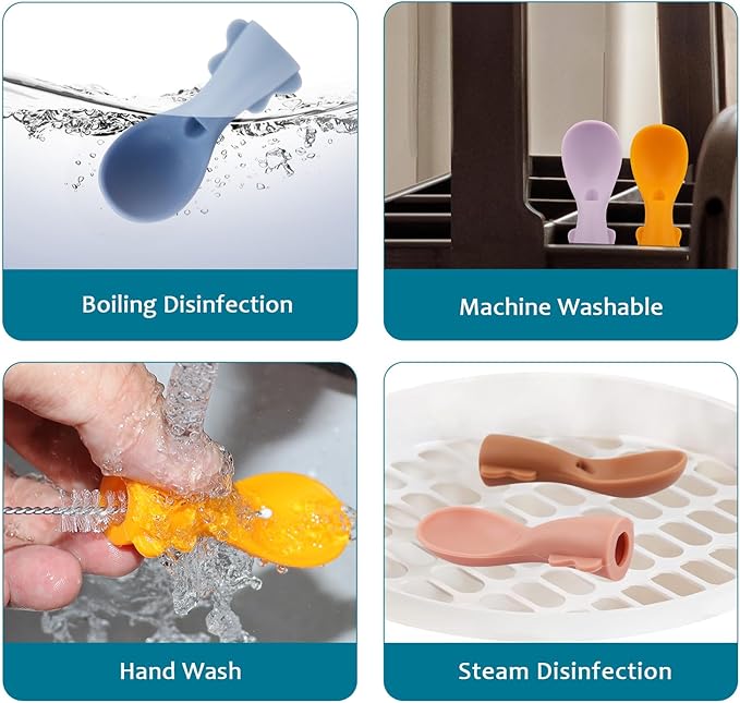 Universal Baby Food Pouch Spoon Attachment - 8 Pack, Silicone Baby Spoons for Pouches, Travel-Friendly Baby Food Squeeze Pouch Spoon